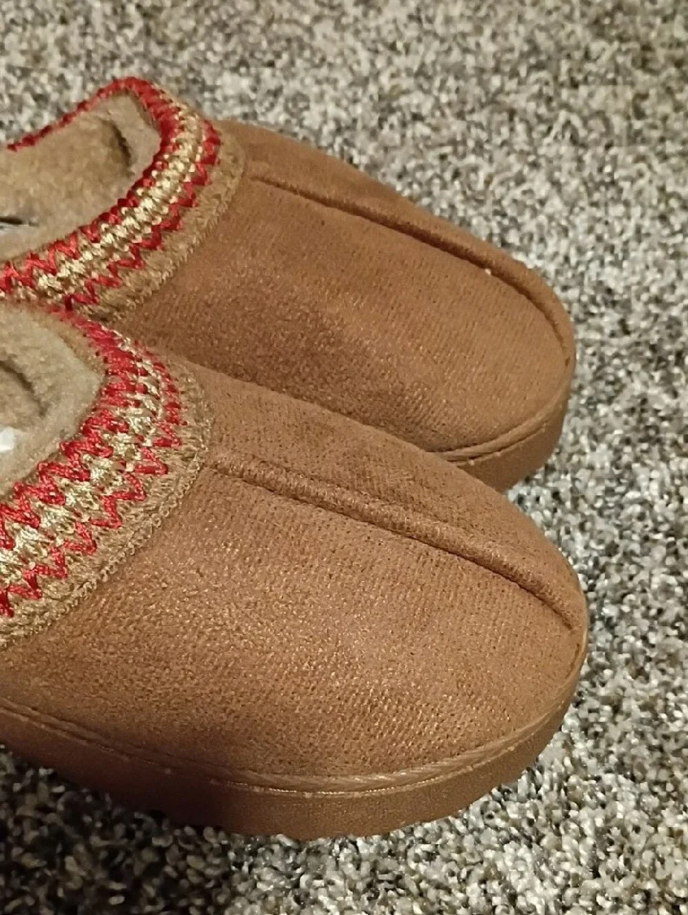 Kids' Tan Moccasin with Red Trim